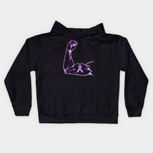 Flexed arm with Light Purple Awareness Ribbon Kids Hoodie